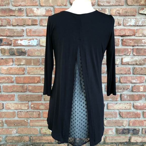Kim & MIA Black Top with Sheer Back Tunic - Picture 2 of 8